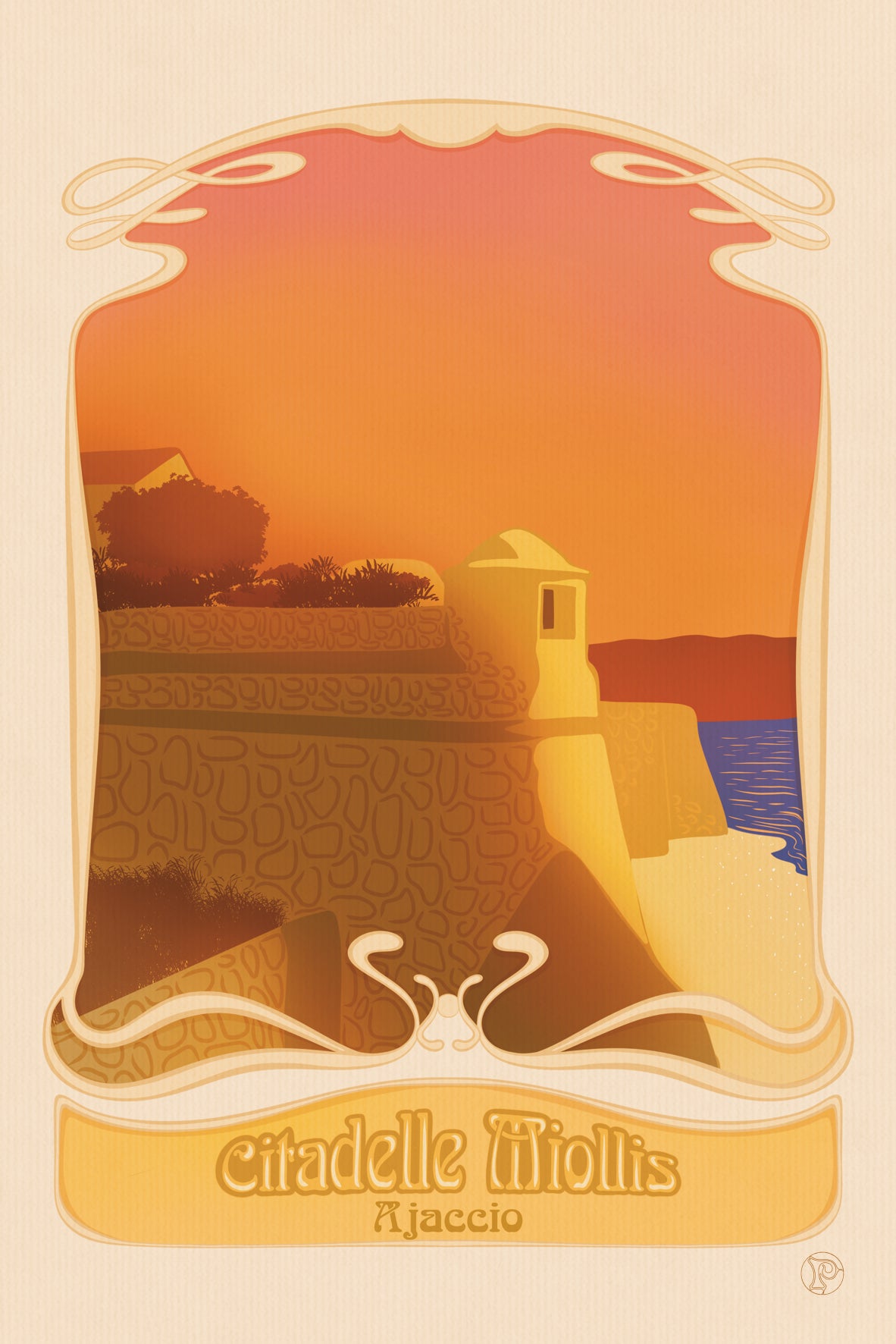Carte illustrée Citadelle Miollis - Ajaccio